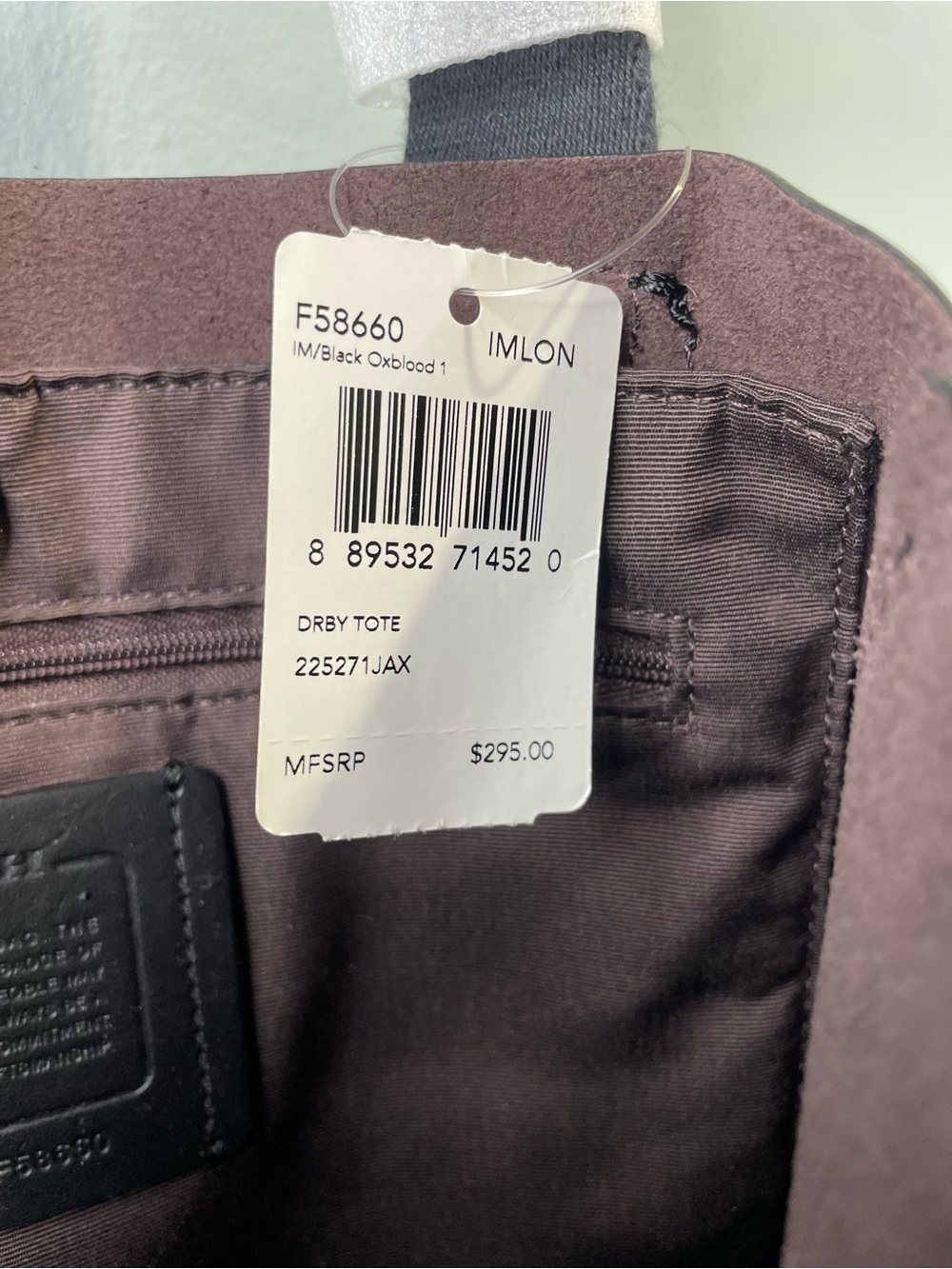 Coach NWT Derby Tote pebbled leather - Picture 4 of 11